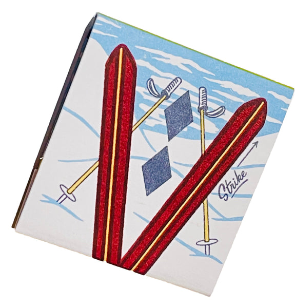 "The Bunny Hill" Skiing Retro Feature Matchbook with Illustrated Skis Spot Strikers!