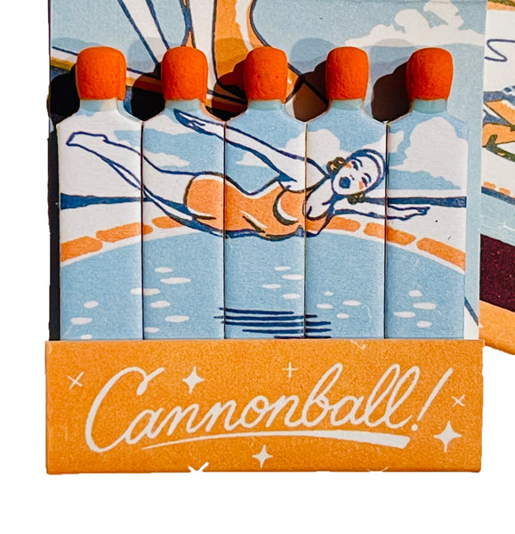 "THE DIVING HOLE" Retro Feature Matchbook -Die Cut Shaped Swimming Pool in Front Cover
