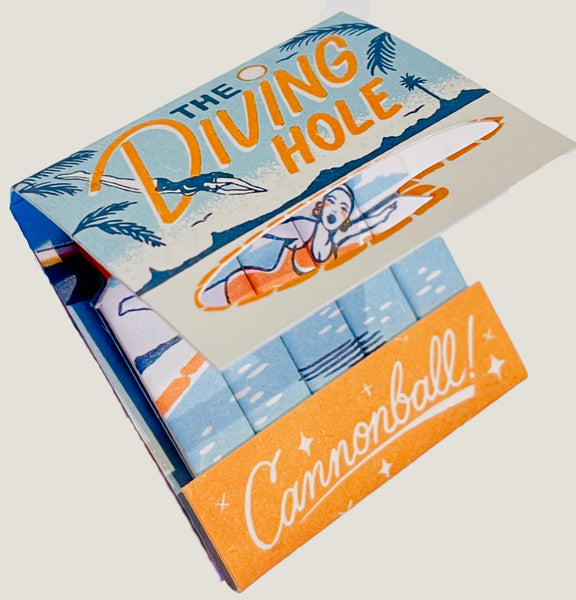 "THE DIVING HOLE" Retro Feature Matchbook -Die Cut Shaped Swimming Pool in Front Cover
