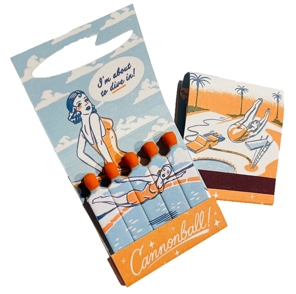 "THE DIVING HOLE" Retro Feature Matchbook -Die Cut Shaped Swimming Pool in Front Cover