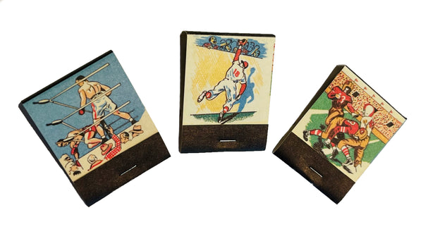 Retro Full Color Sports Themed Matchbooks 3 Pack