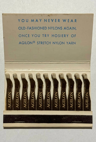 "Agilon Nylons" Vintage 22 Feature Matchbook w/ Leg Shaped Stocking Stems!