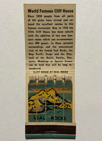 "The Cliff House" San Francisco, CA Vintage Feature Full Length Matchbook