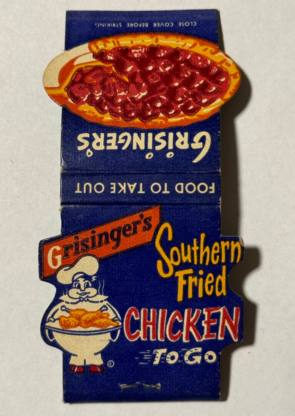 "Grisinger's Southern Fried Chicken" Long Beach, CA Vintage Feature Contour Matchbook