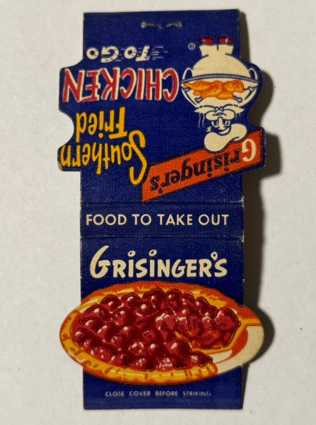 "Grisinger's Southern Fried Chicken" Long Beach, CA Vintage Feature Contour Matchbook