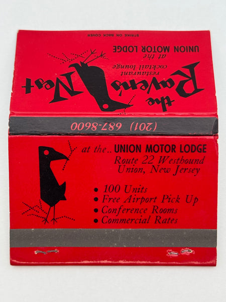 "The Raven’s Nest" Union, NJ Vintage Feature Matchbook