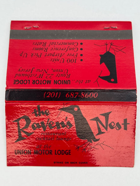 "The Raven’s Nest" Union, NJ Vintage Feature Matchbook