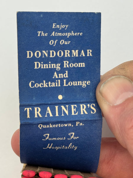 "Trainer’s Seafood" Quakertown, PA Vintage Feature Matchbook