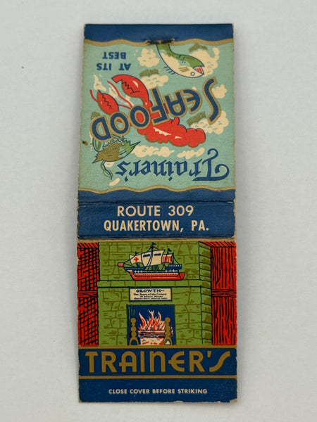 "Trainer’s Seafood" Quakertown, PA Vintage Feature Matchbook