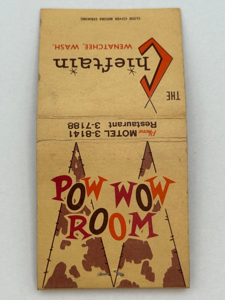 "The Chieftain / Pow Wow Room" Wenatchee. WA Vintage Feature Matchbook