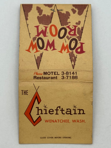 "The Chieftain / Pow Wow Room" Wenatchee. WA Vintage Feature Matchbook