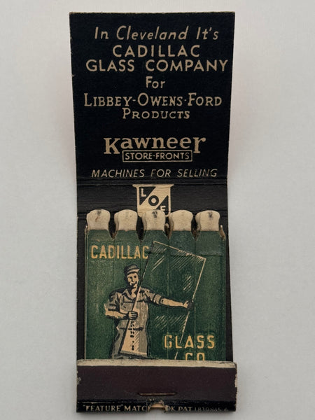 "Cadillac Glass Co" Cleveland, OH Vintage Feature Matchbook