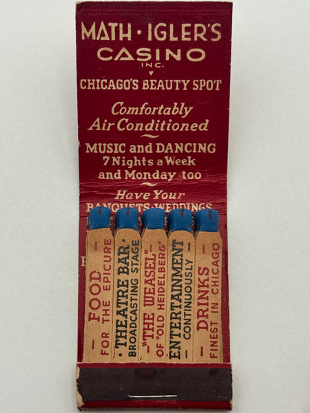 "Math Igler’s Casino" Chicago, IL Vintage Feature Matchbook