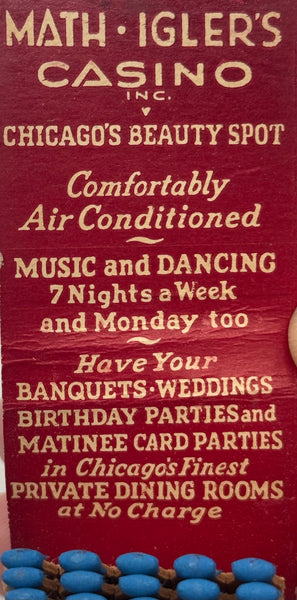 "Math Igler’s Casino" Chicago, IL Vintage Feature Matchbook