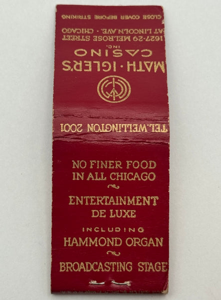 "Math Igler’s Casino" Chicago, IL Vintage Feature Matchbook