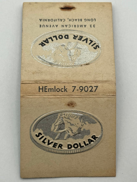"Silver Dollar Bar & Grill" Long Beach, CA Vintage Feature Matchbook with an Embossed Cover!
