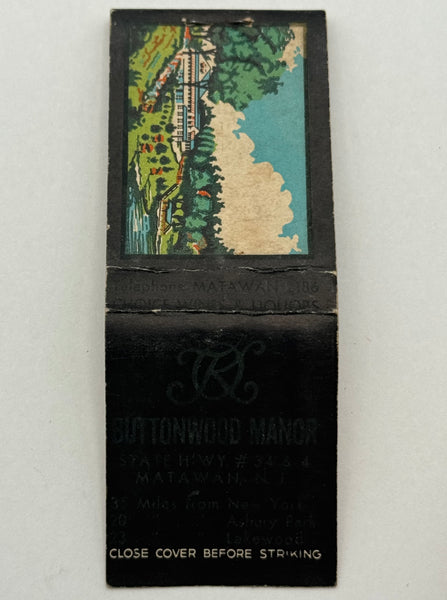 "Buttonwood Manor" Hightstown, NJ Vintage Feature Matchbook