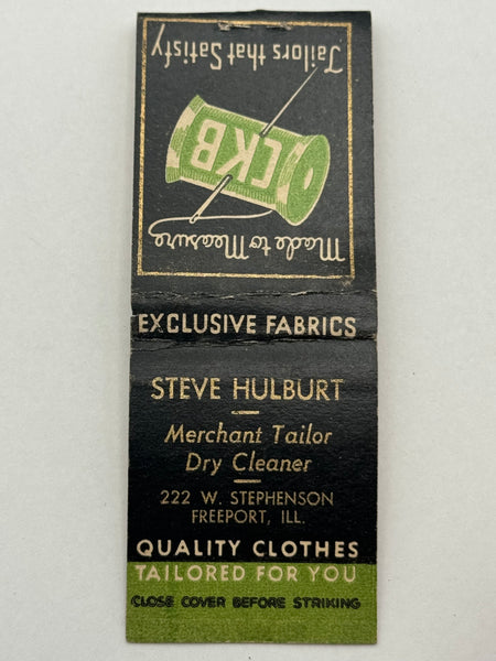 "Steve Hulburt / CKB" Freeport, IL Vintage Feature Matchbook
