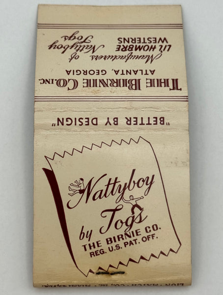 "The Birnie Co. Inc / Nattyboy by Togs" Atlanta, GA Vintage Feature Matchbook