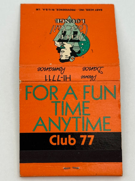 "Club 77" Providence, RI Vintage Feature Matchbook