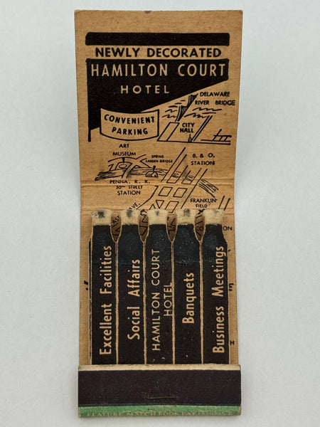 "Hamilton Court Hotel" Phila, PA Vintage Feature Matchbook