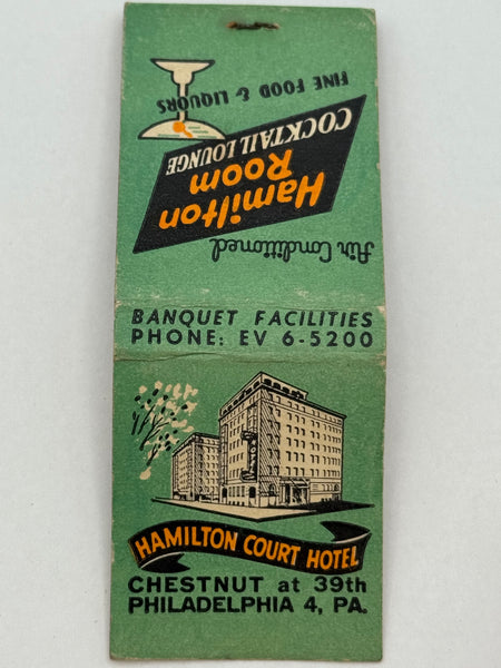 "Hamilton Court Hotel" Phila, PA Vintage Feature Matchbook