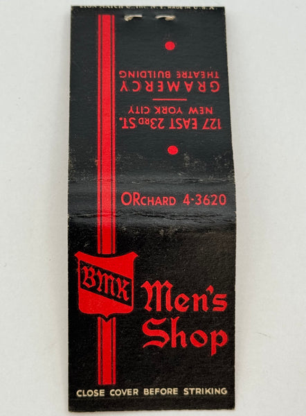 "BMK Men’s Shop" New York City, NY Vintage Feature Matchbook