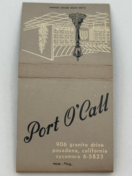 "Port O’ Call" Pasadena, CA Vintage Feature Matchbook