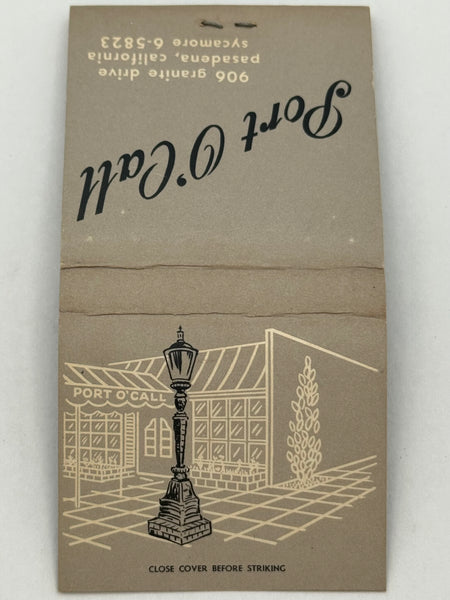 "Port O’ Call" Pasadena, CA Vintage Feature Matchbook