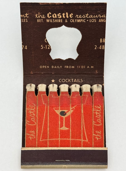 "The Castle Restaurant" Los Angeles, CA Vintage Feature Matchbook with a Knot-Hole Cover!