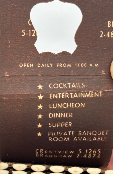 "The Castle Restaurant" Los Angeles, CA Vintage Feature Matchbook with a Knot-Hole Cover!