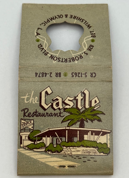"The Castle Restaurant" Los Angeles, CA Vintage Feature Matchbook with a Knot-Hole Cover!
