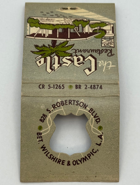 "The Castle Restaurant" Los Angeles, CA Vintage Feature Matchbook with a Knot-Hole Cover!