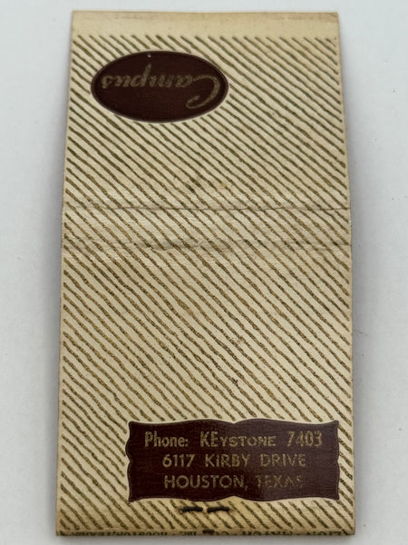 "Campus" Houston, TX Vintage Feature Matchbook