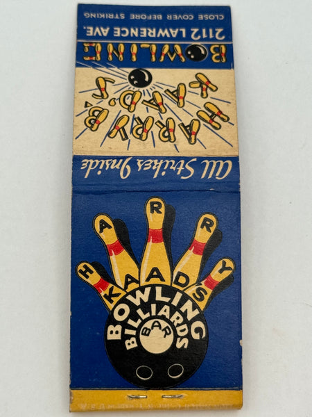 "Harry Kaad’s Bowling" Chicago, IL Vintage Feature Matchbook