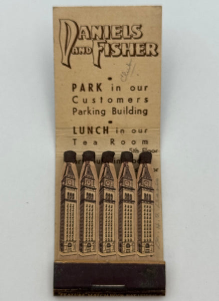 "Daniels and Fisher" Denver, CO Vintage Feature Matchbook