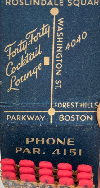 "Forty-Forty Cocktail Lounge" Roslindale, MA Vintage Feature Matchbook