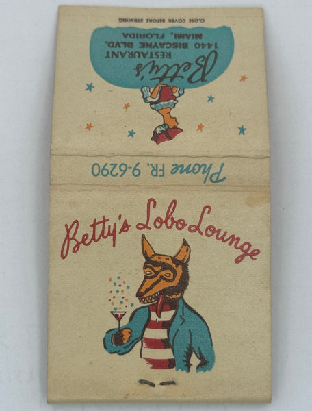"Betty’s Soho Lounge Restaurant" Miami, FL Vintage Feature Matchbook