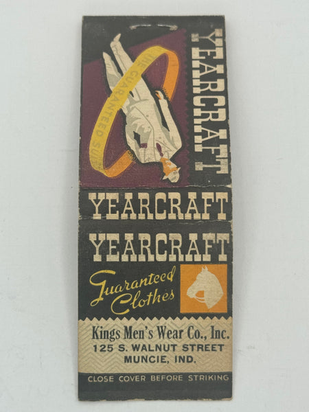 "Kings Men’s Wear Co. Inc. / Yearcraft" Muncie, IN Vintage Feature Matchbook