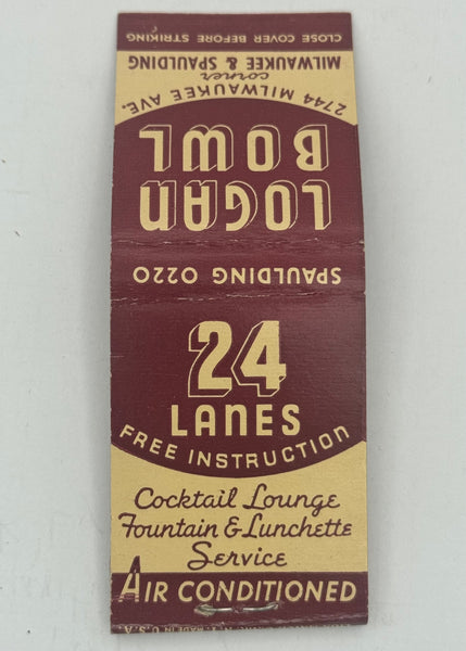 "Logan Bowl" Chicago, IL Vintage Feature Matchbook