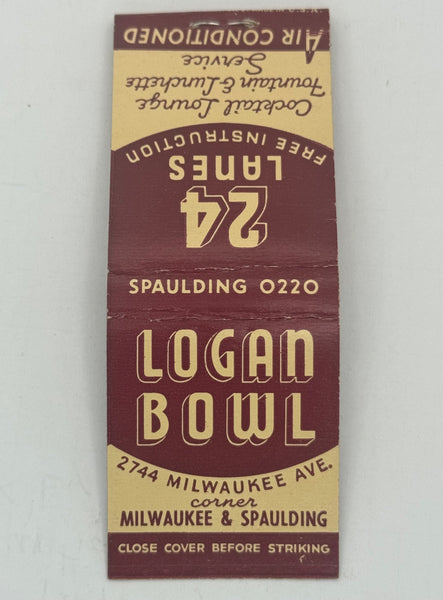 "Logan Bowl" Chicago, IL Vintage Feature Matchbook