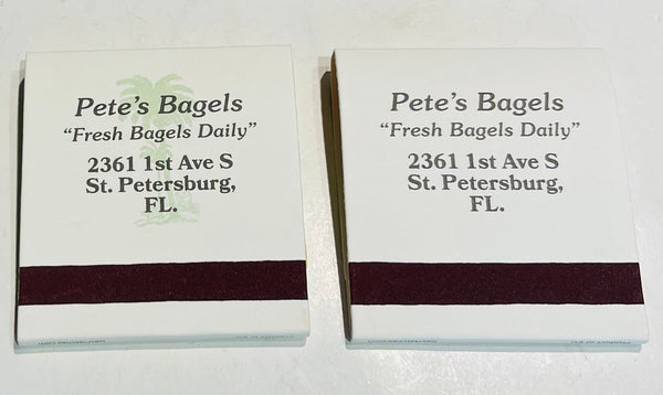 "Pete's Bagels" St Petersburg, FL Retro Feature Matchbook 2 Matchbook Lot!