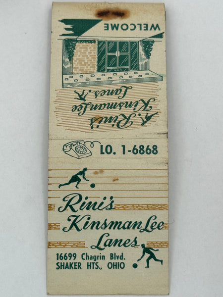 "Rini’s Kinsman Lee Lanes" Shaker Heights, OH Vintage Feature Matchbook