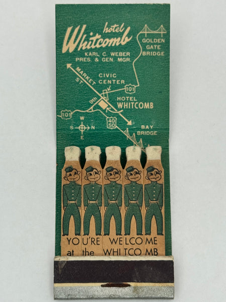 "Hotel Whitcomb" San Francisco, CA Vintage Feature Matchbook w/ a Full-Length Cover!