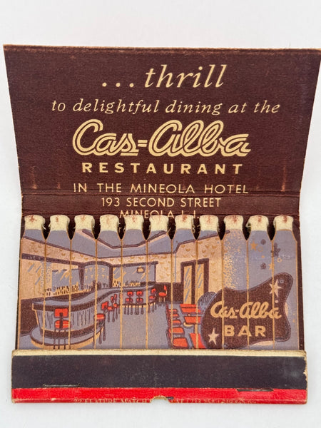 "Cas-Alba Restaurant" Mineola, LI Vintage Feature Matchbook