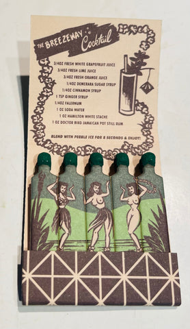 "Spike's Breezeway Cocktail Hour" Tiki, Nudie Retro Feature Matchbook