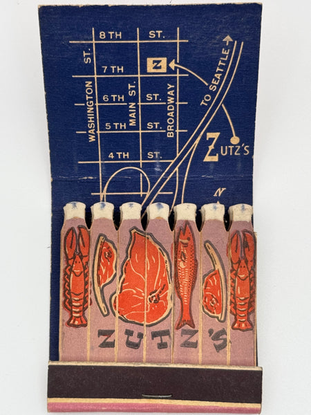 "Zutz’s" Vancouver, WA Vintage Feature Matchbook