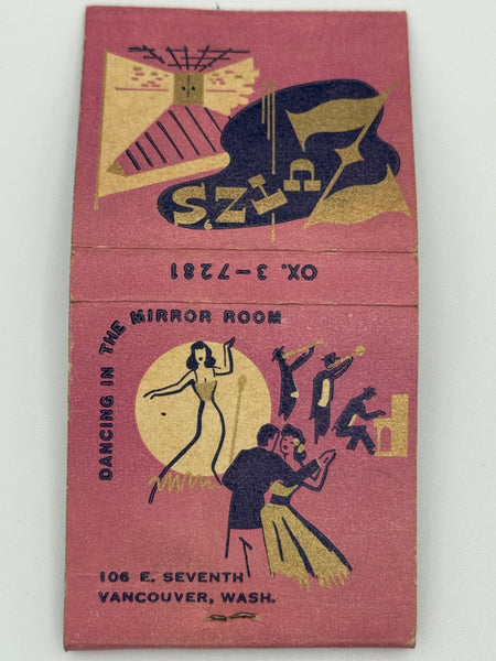 "Zutz’s" Vancouver, WA Vintage Feature Matchbook