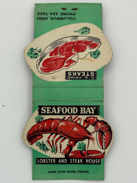 "Seafood Bay" Columbus, OH Vintage Feature Matchbook with a Contour Cover!