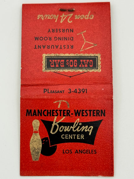 "Manchester-Western Bowling Center" Los Angeles, CA Vintage Feature Matchbook